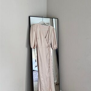 Mango Pink Ruched Wrap Maxi Dress for Wedding Guest